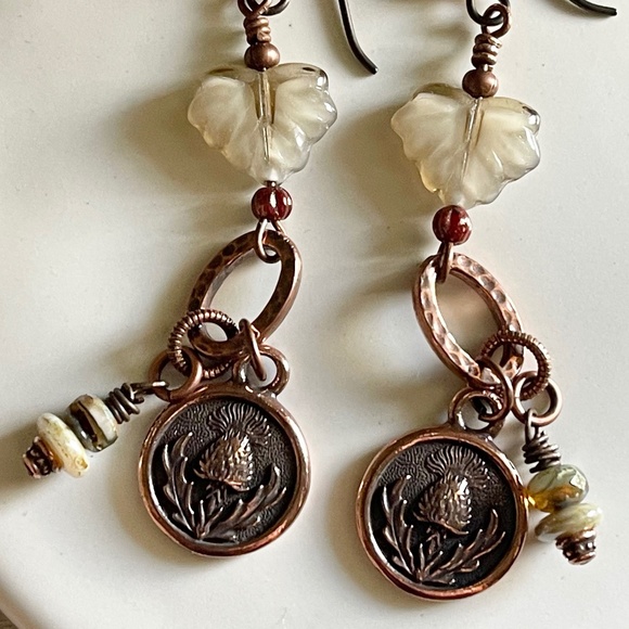 ARTISAN Earrings - “Thistle While You Work” in Copper - Picture 2 of 10